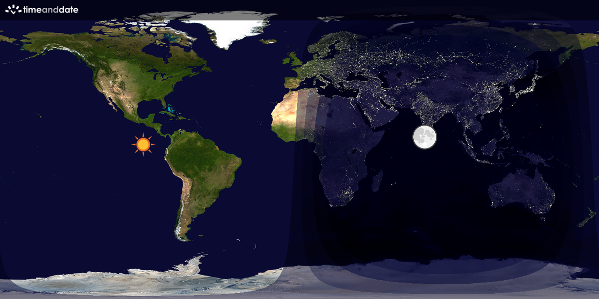 Verdenskart som viser dag og natt 