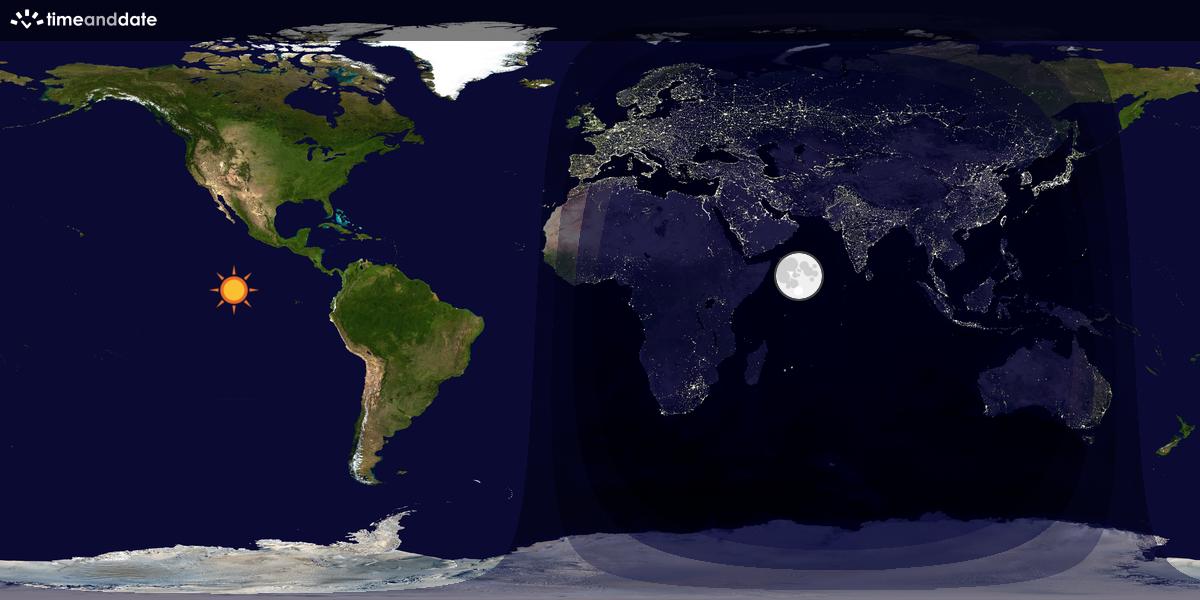 Verdenskart som viser dag og natt 