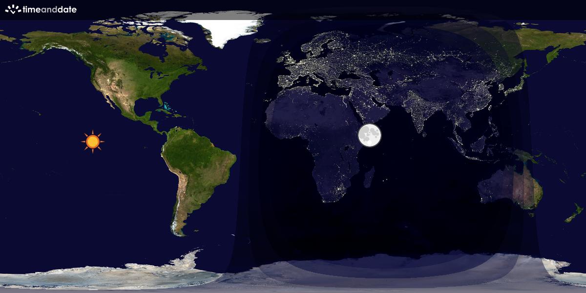 Verdenskart som viser dag og natt 