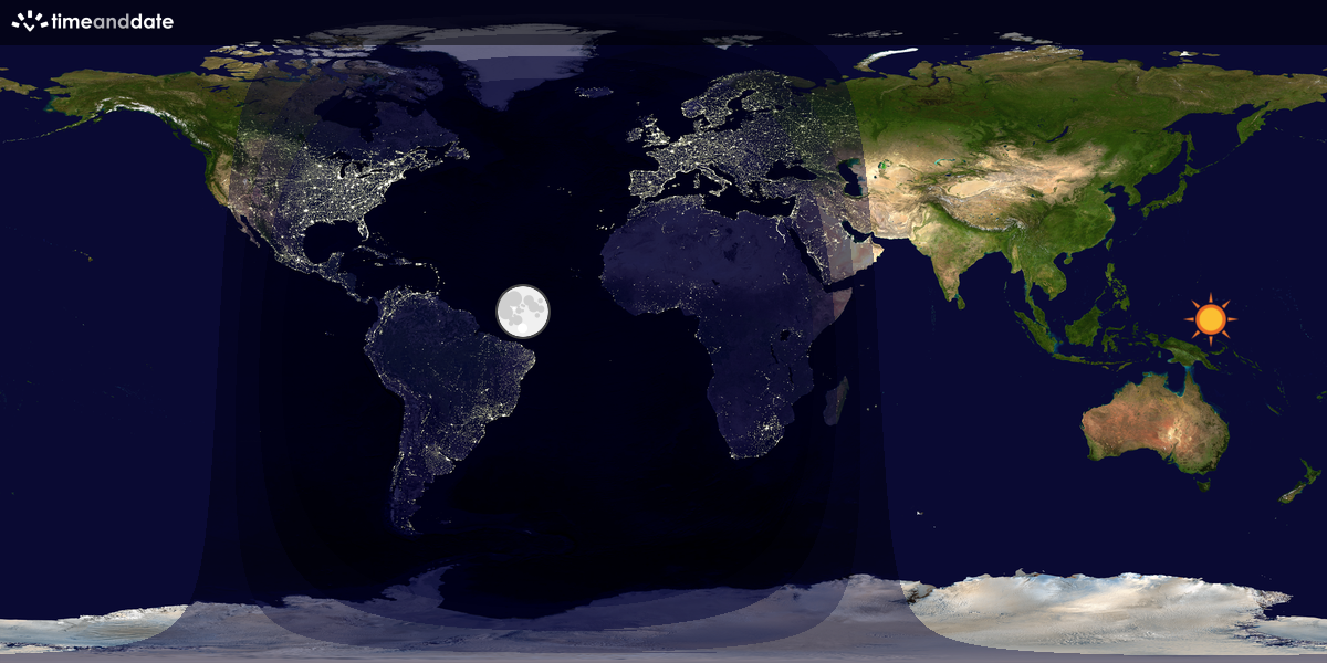 Verdenskart som viser dag og natt 