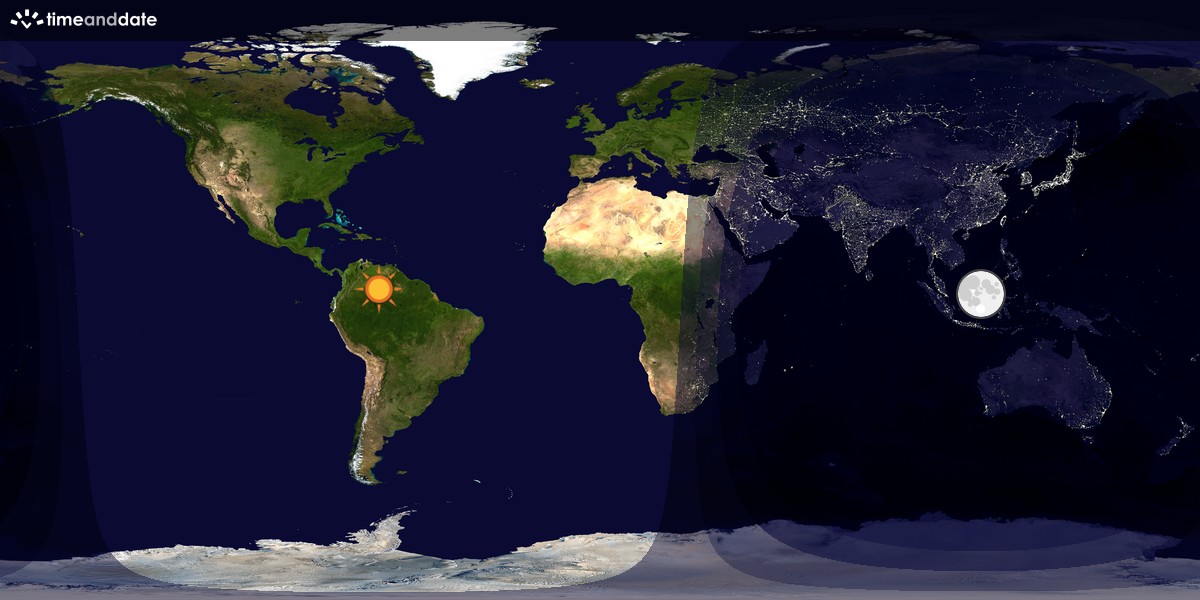 Verdenskart som viser dag og natt 