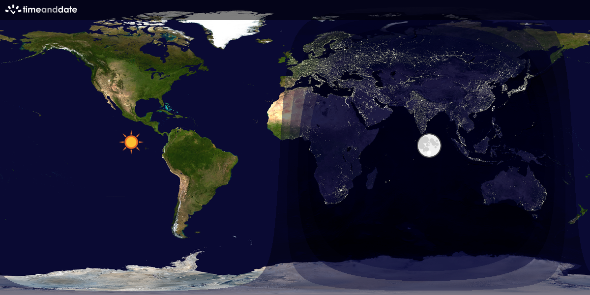 Verdenskart som viser dag og natt 