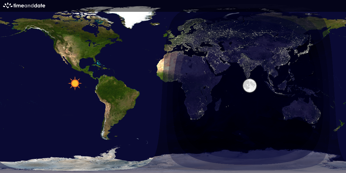 Verdenskart som viser dag og natt 