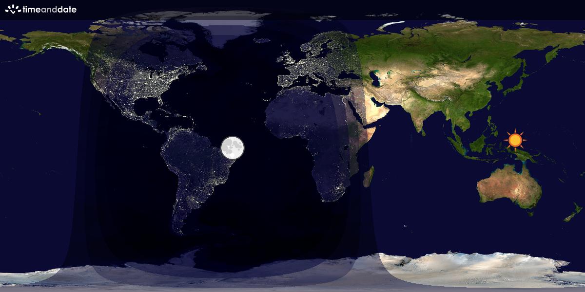 Verdenskart som viser dag og natt 