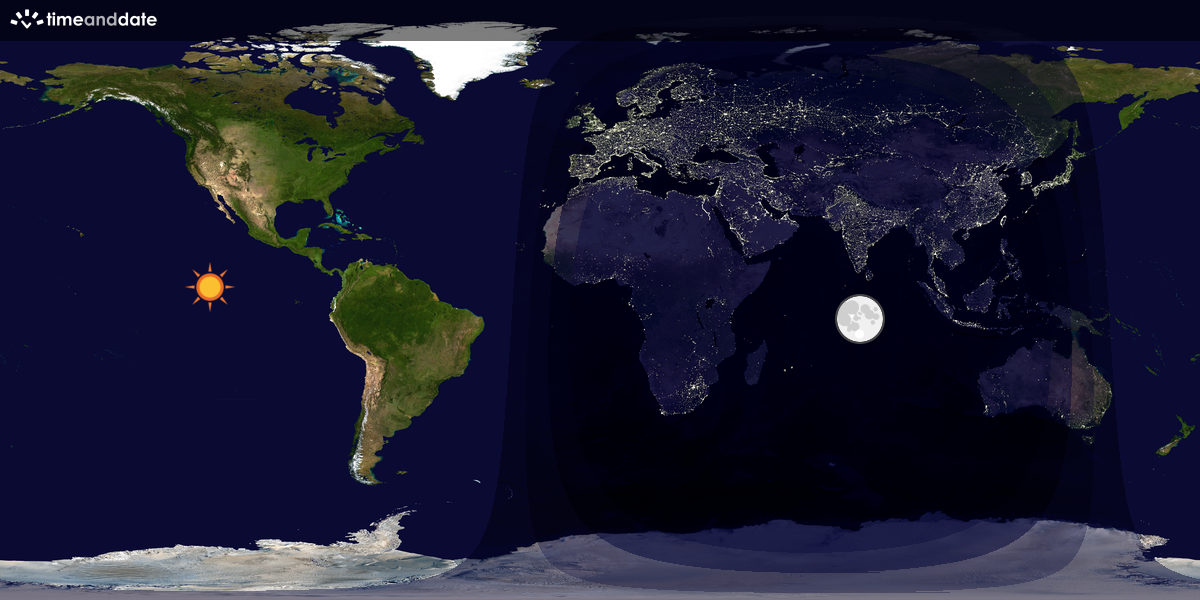 Verdenskart som viser dag og natt 