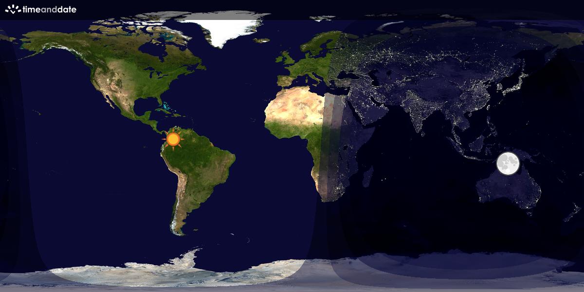 Verdenskart som viser dag og natt 