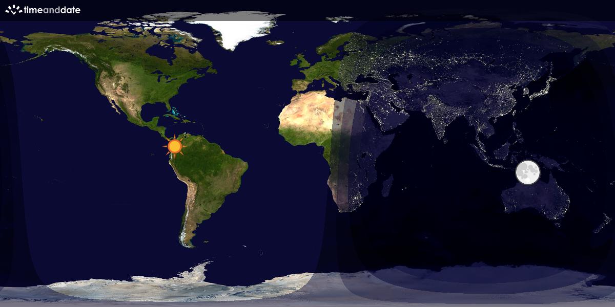 Verdenskart som viser dag og natt 