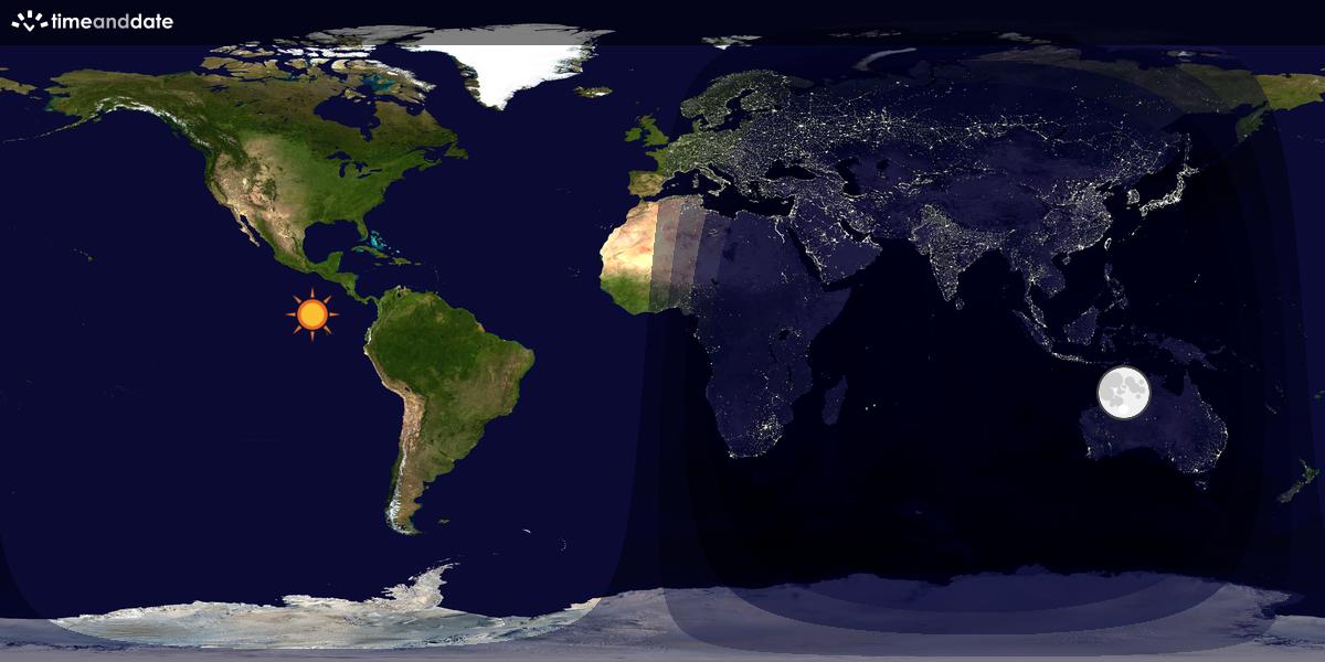 Verdenskart som viser dag og natt 