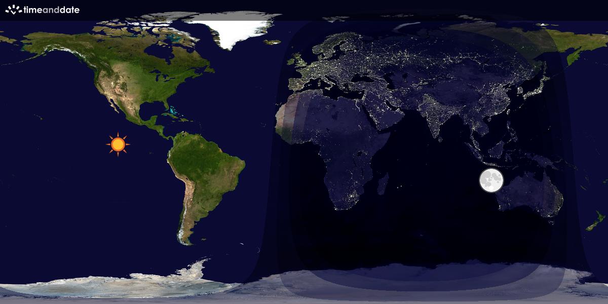Verdenskart som viser dag og natt 