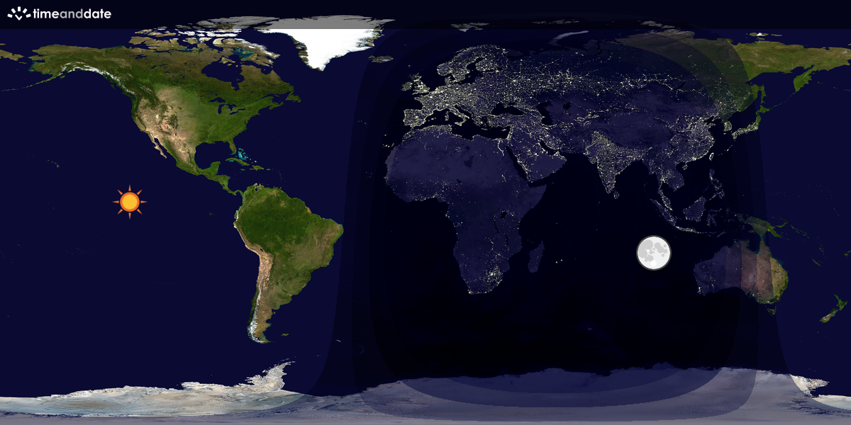 Verdenskart som viser dag og natt 