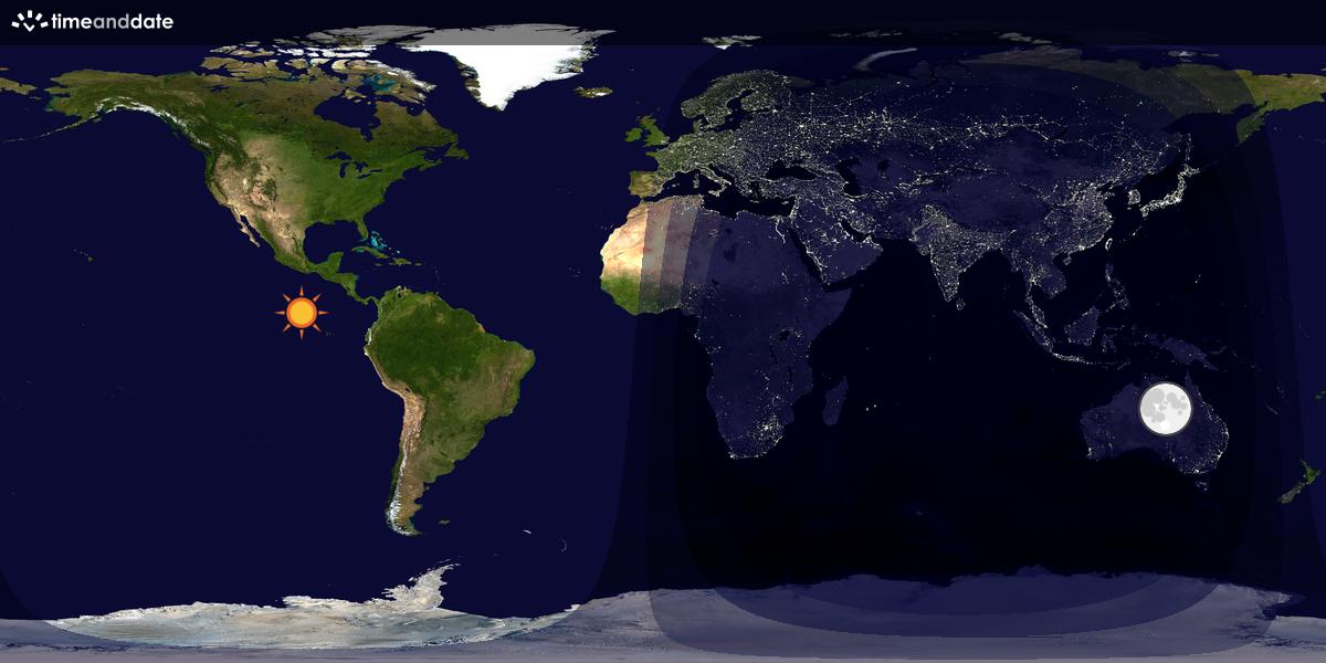 Verdenskart som viser dag og natt 