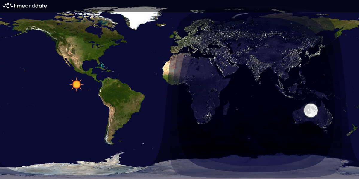 Verdenskart som viser dag og natt 