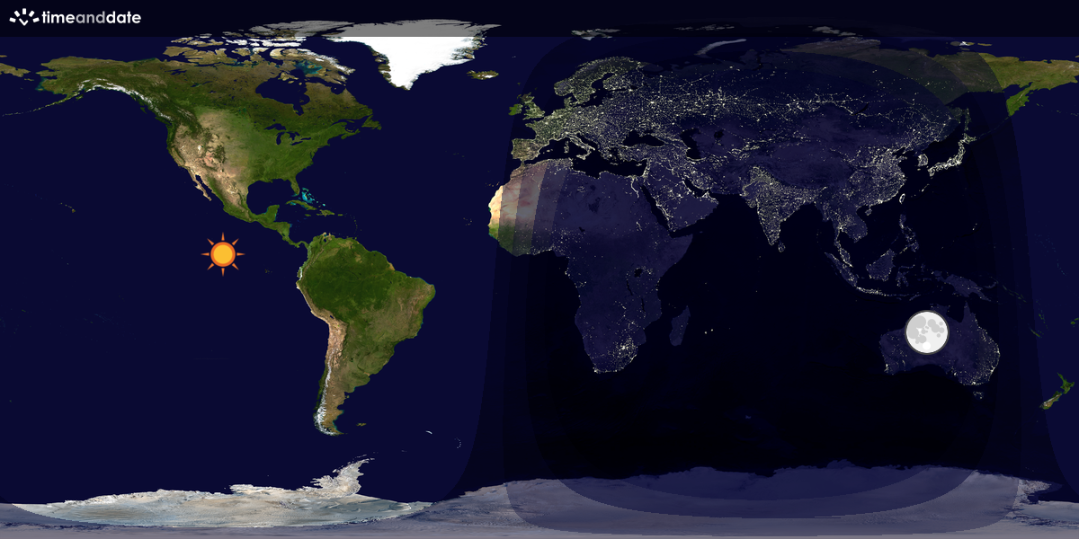 Verdenskart som viser dag og natt 