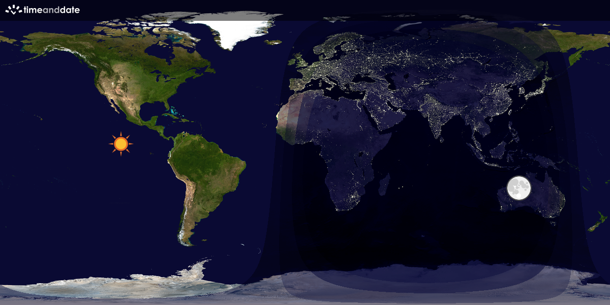 Verdenskart som viser dag og natt 