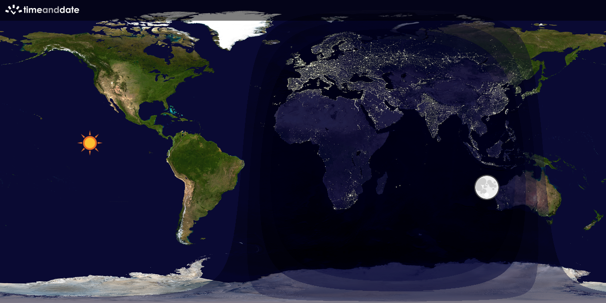 Verdenskart som viser dag og natt 