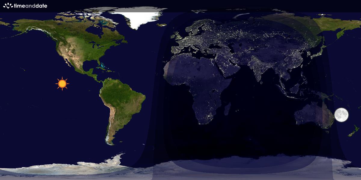 Verdenskart som viser dag og natt 