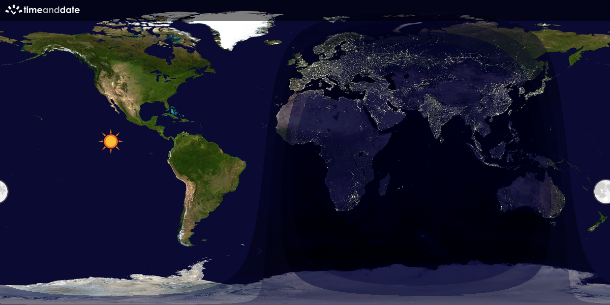 Verdenskart som viser dag og natt 
