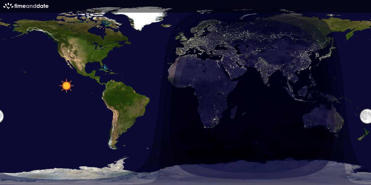 Verdenskart som viser dag og natt 