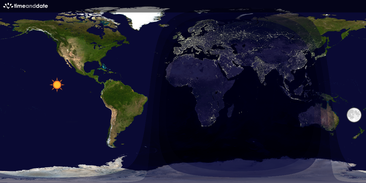 Verdenskart som viser dag og natt 