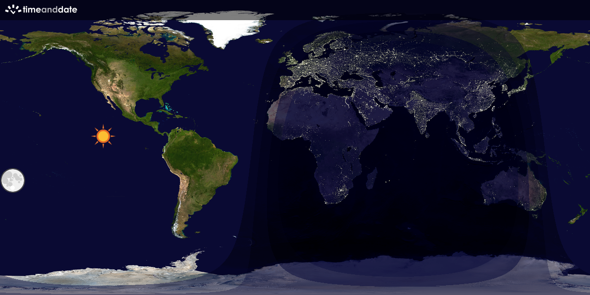Verdenskart som viser dag og natt 