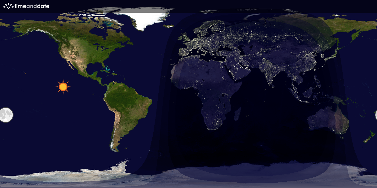 Verdenskart som viser dag og natt 