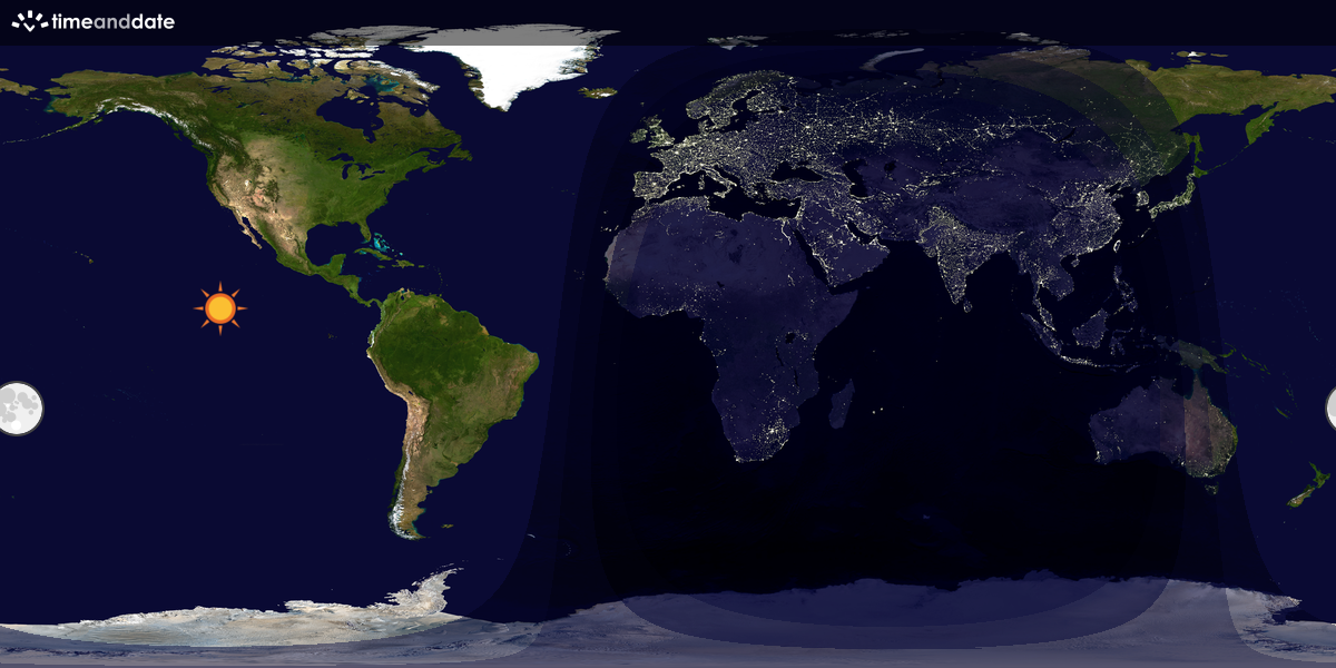 Verdenskart som viser dag og natt 