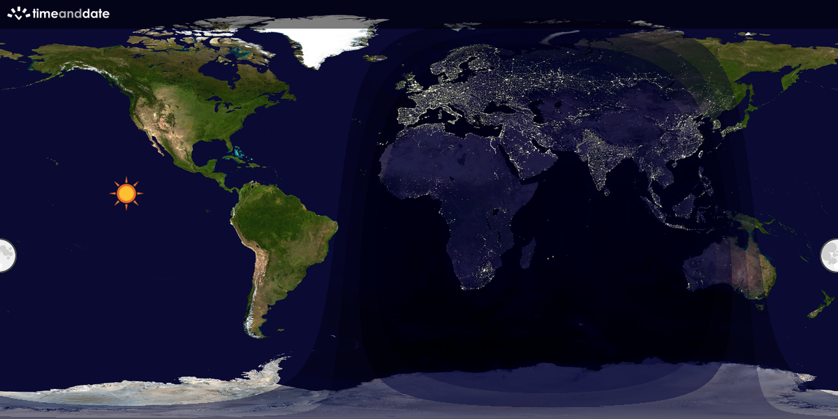 Verdenskart som viser dag og natt 