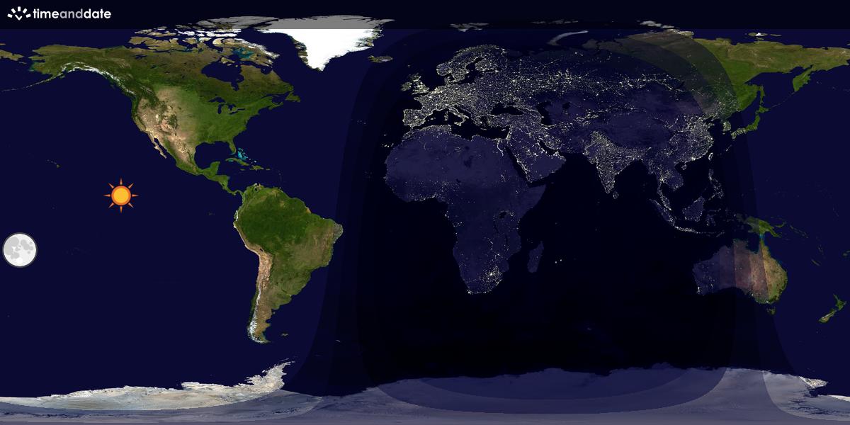 Verdenskart som viser dag og natt 