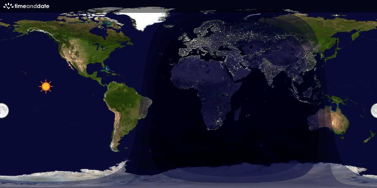 Verdenskart som viser dag og natt 