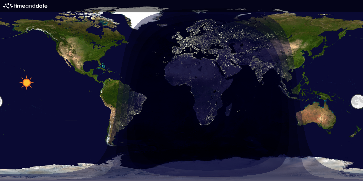 Verdenskart som viser dag og natt 