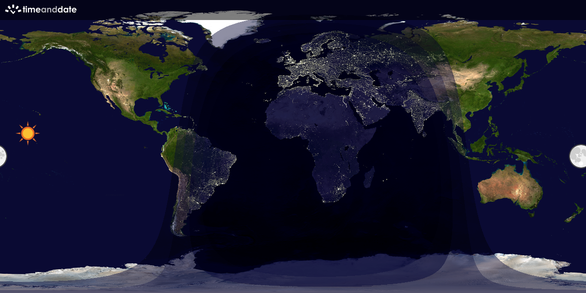 Verdenskart som viser dag og natt 