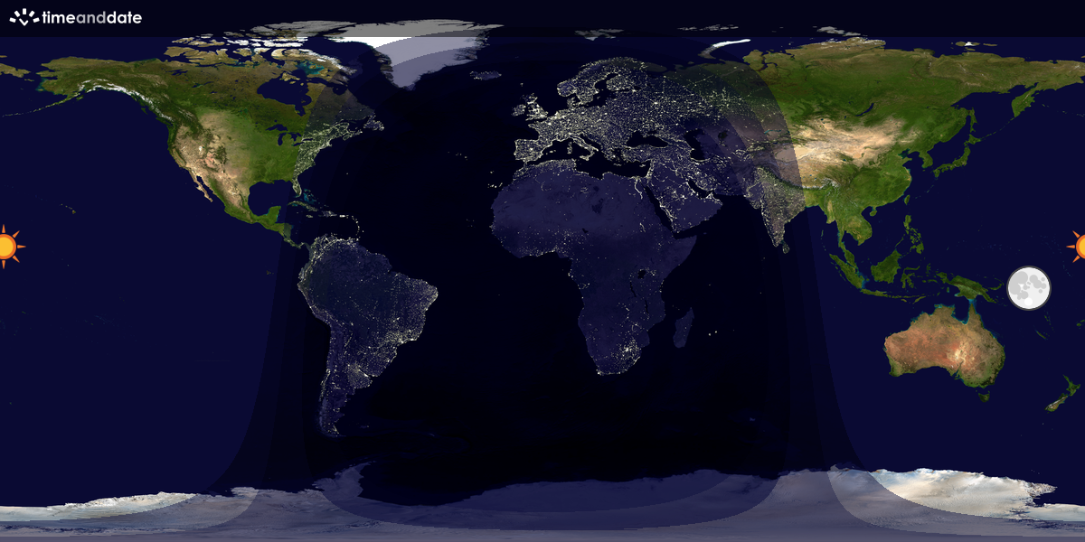 Verdenskart som viser dag og natt 
