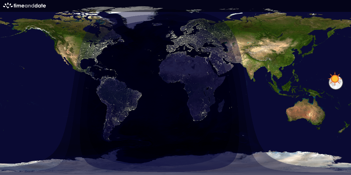 Verdenskart som viser dag og natt 
