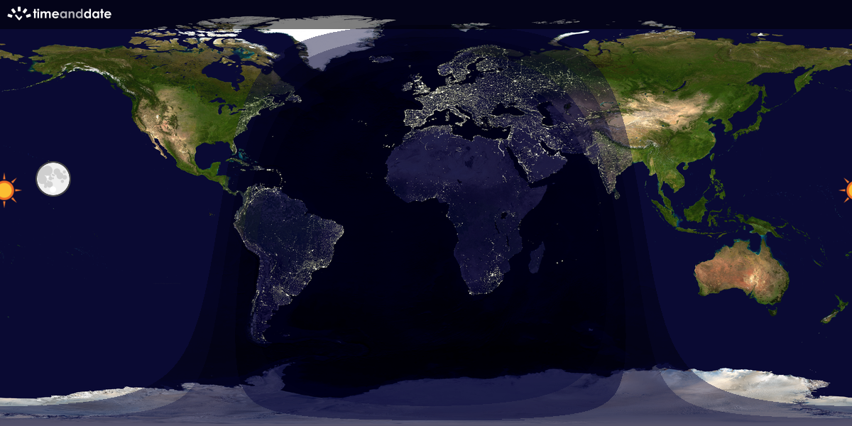 Verdenskart som viser dag og natt 