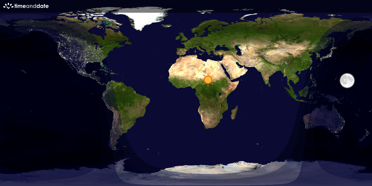 Verdenskart som viser dag og natt 