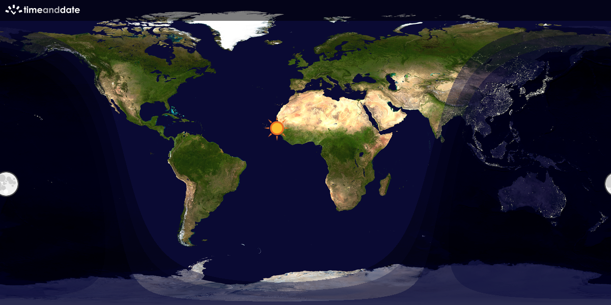 Verdenskart som viser dag og natt 