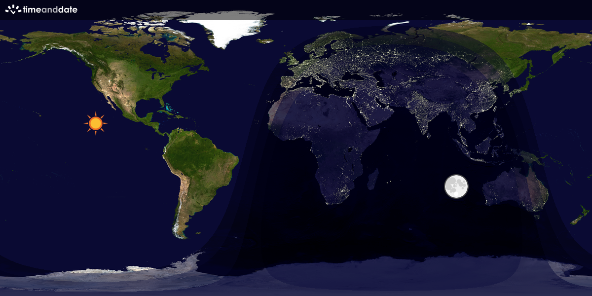Verdenskart som viser dag og natt 