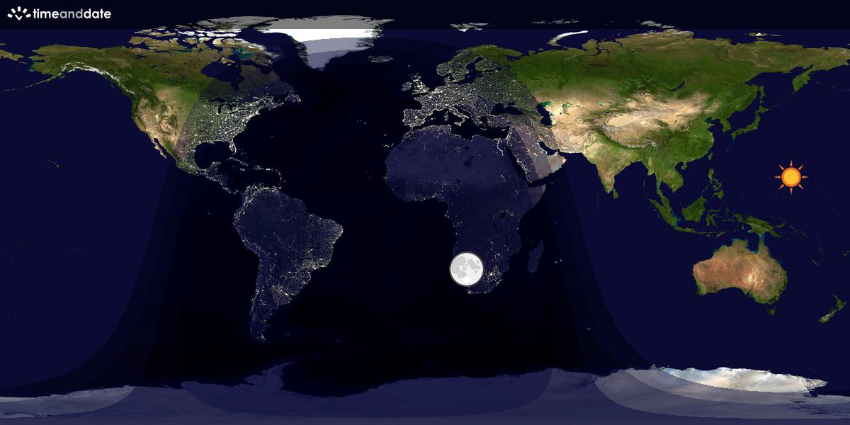 Verdenskart som viser dag og natt 