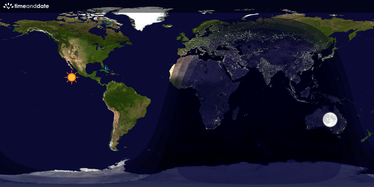 Verdenskart som viser dag og natt 