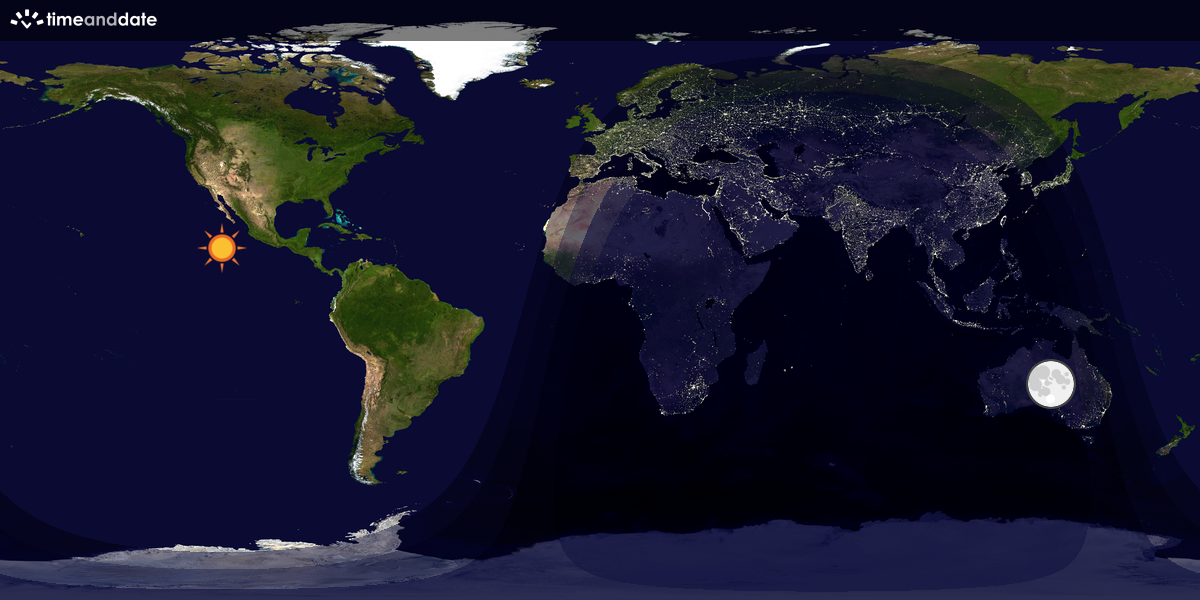 Verdenskart som viser dag og natt 