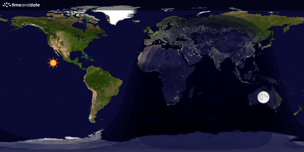 Verdenskart som viser dag og natt 