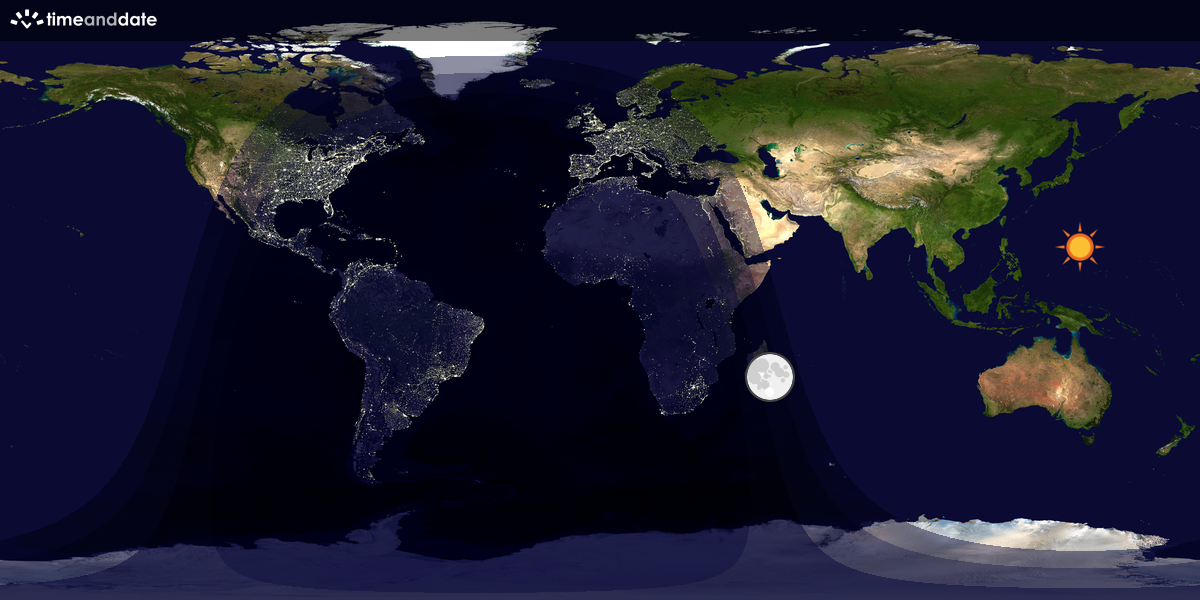 Verdenskart som viser dag og natt 