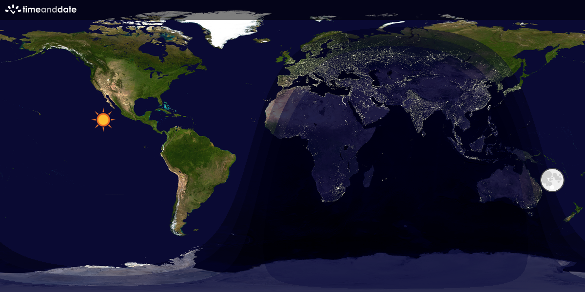 Verdenskart som viser dag og natt 