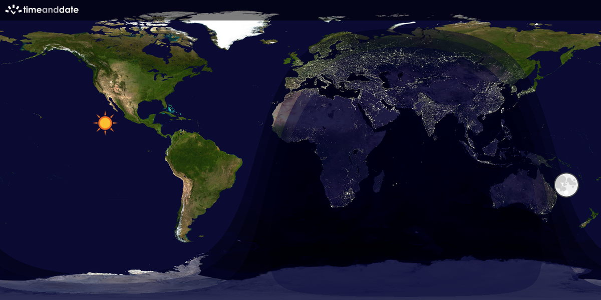 Verdenskart som viser dag og natt 