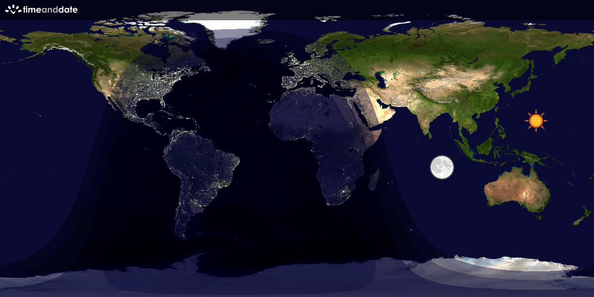 Verdenskart som viser dag og natt 