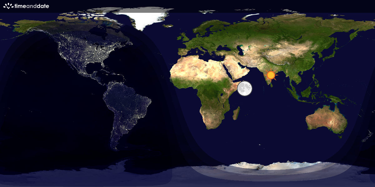 Verdenskart som viser dag og natt 