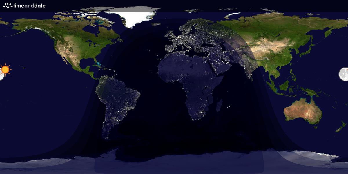 Verdenskart som viser dag og natt 