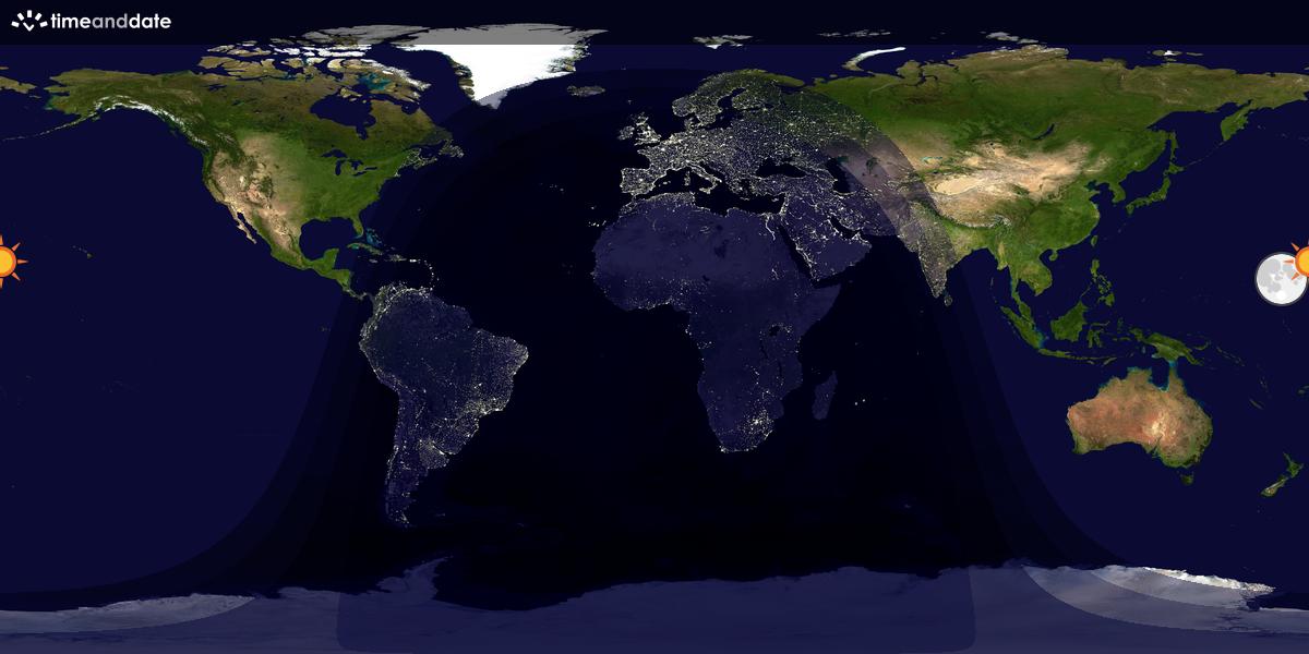 Verdenskart som viser dag og natt 