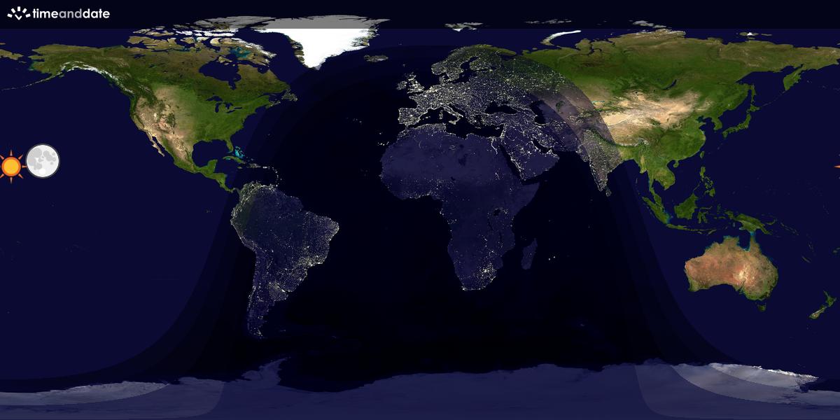 Verdenskart som viser dag og natt 