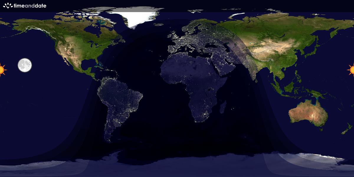 Verdenskart som viser dag og natt 